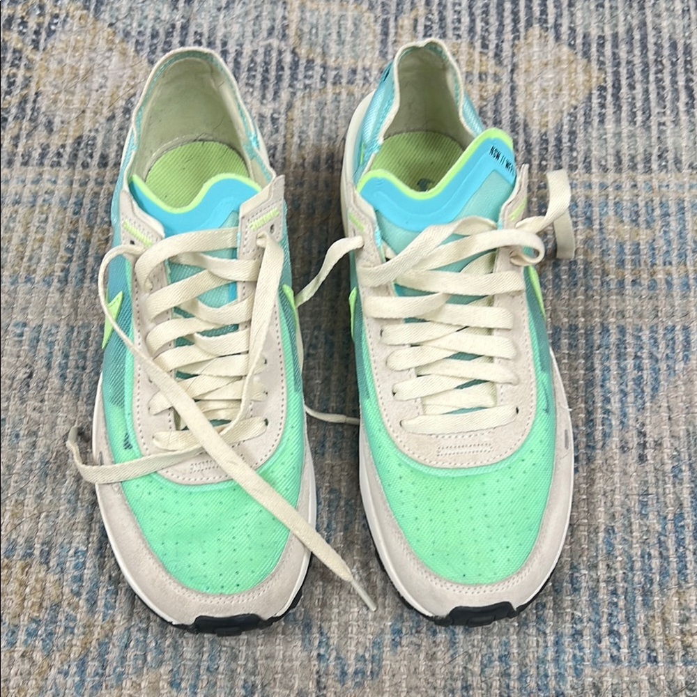 Nike women’s Waffle Ones sold out color 'Bleached Aqua Lime Glow' size6.5 - Picture 6 of 12